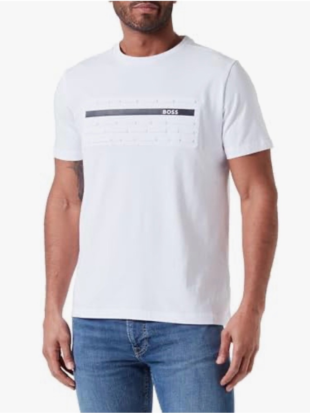 HUGO BOSS Embossed-detail Cotton T-shirt In White Size XXL NWOT